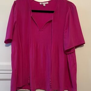 DR2 Fuchsia Pleated Blouse